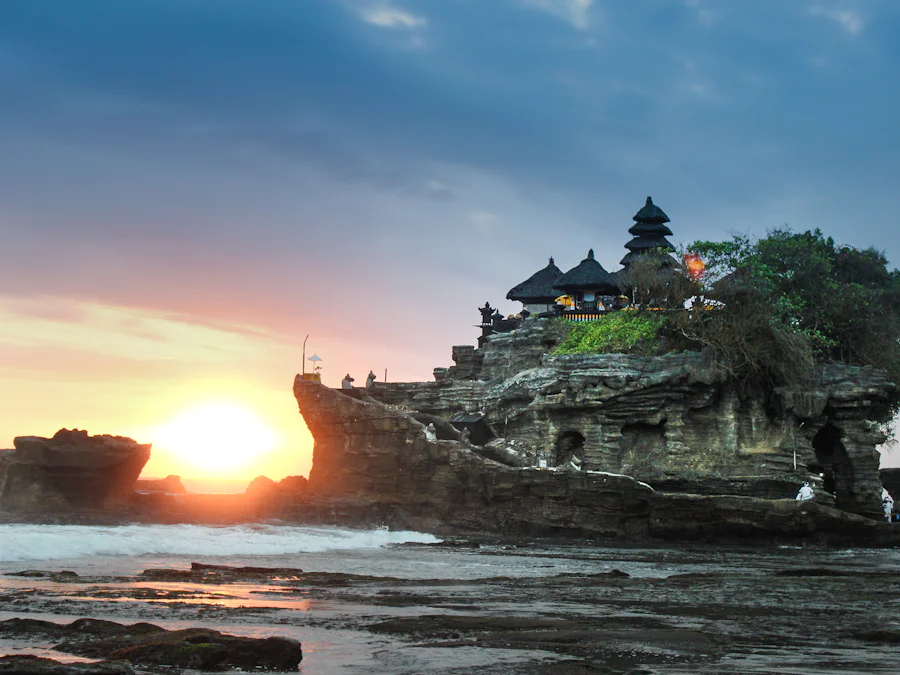 Tanah Lot sea temple at sunset